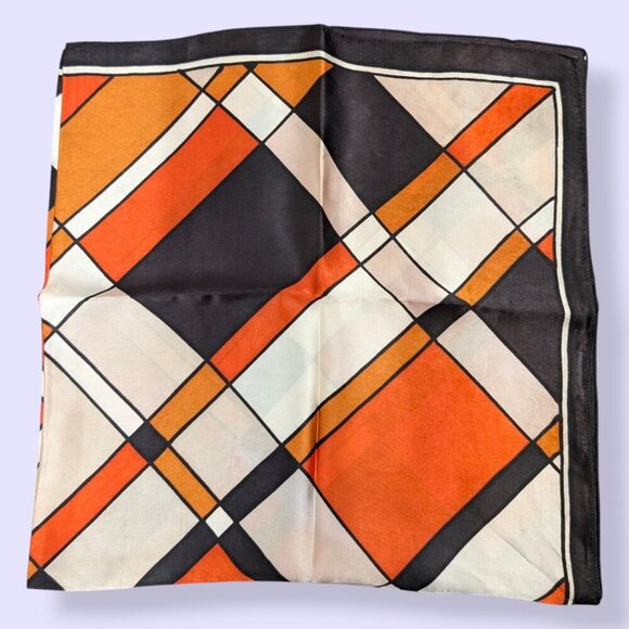 V. Red-Orange Satin Acetate Scarf - Picture 4 of 7